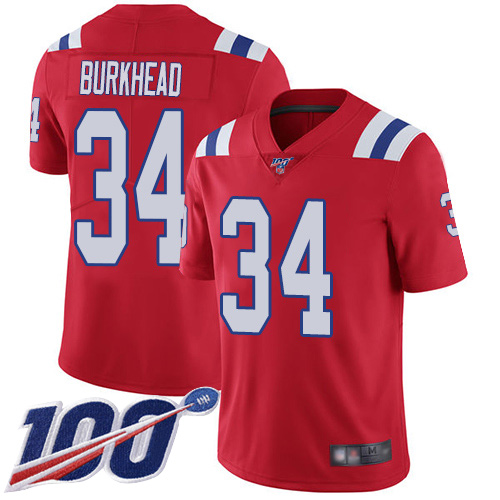 New England Patriots Football #34 100th Season Limited Red Men Rex Burkhead Alternate NFL Jersey->women nfl jersey->Women Jersey